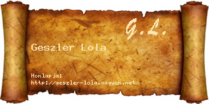 Geszler Lola névjegykártya